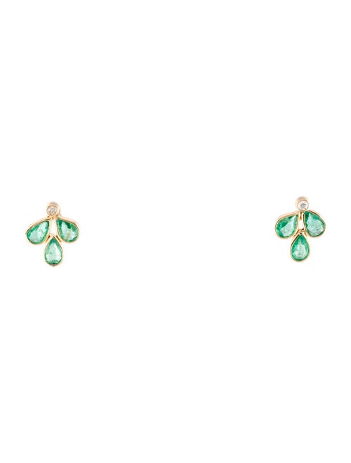 Jewelmak 14K 1.88ctw Emerald & Diamond Drop Earrings