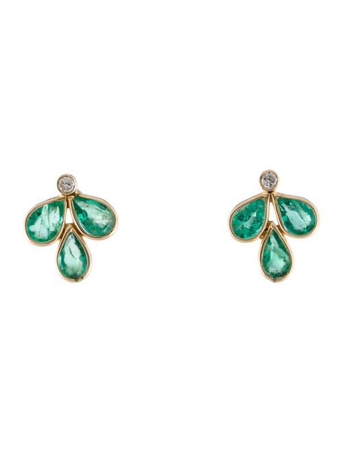 Jewelmak 14K 1.88ctw Emerald & Diamond Drop Earrings