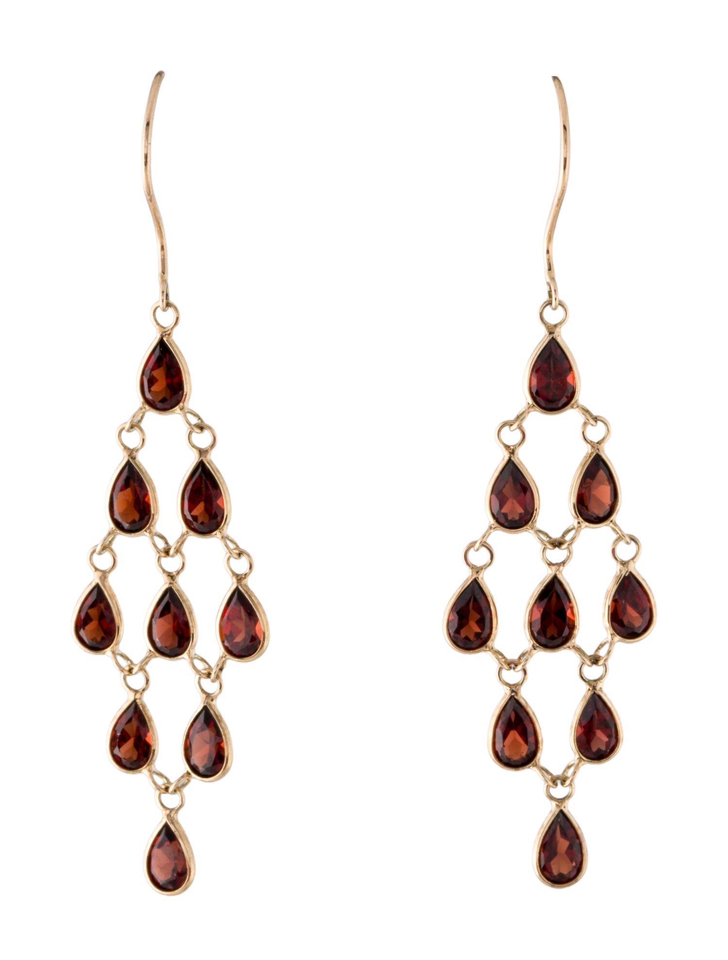 Jewelmak 14K 4.32ctw Garnet Drop Earrings