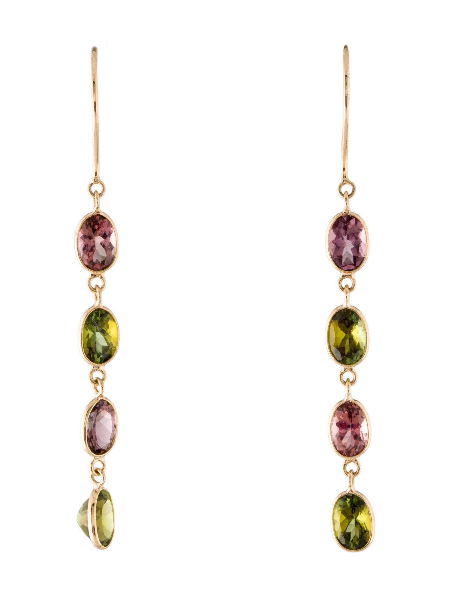 Jewelmak 18K 3.04ctw Tourmaline Drop Earrings