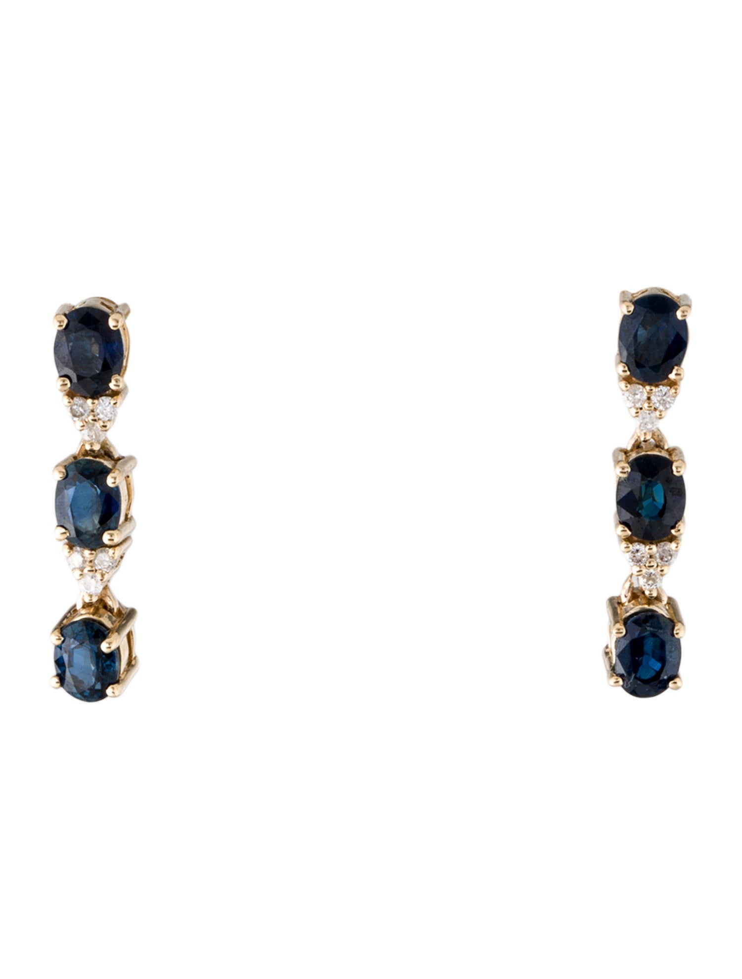 Jewelmak 14K 1.32ctw Sapphire & Diamond Drop Earrings