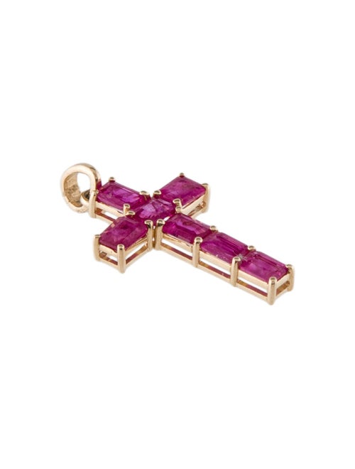 Jewelmak 14K 1.33ctw Ruby Cross Pendant