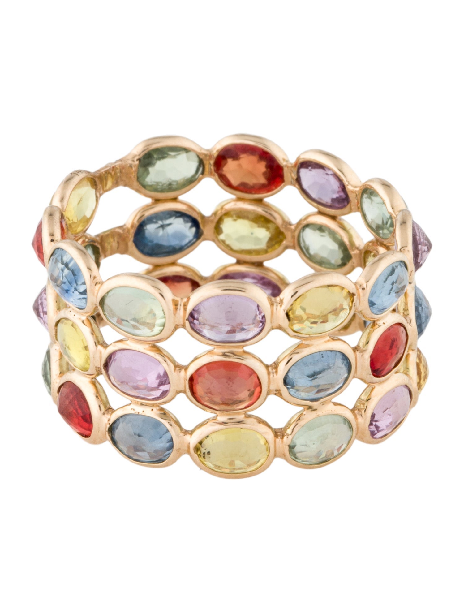 Jewelmak 14K 5.75ctw Sapphire Triple Row Eternity Band