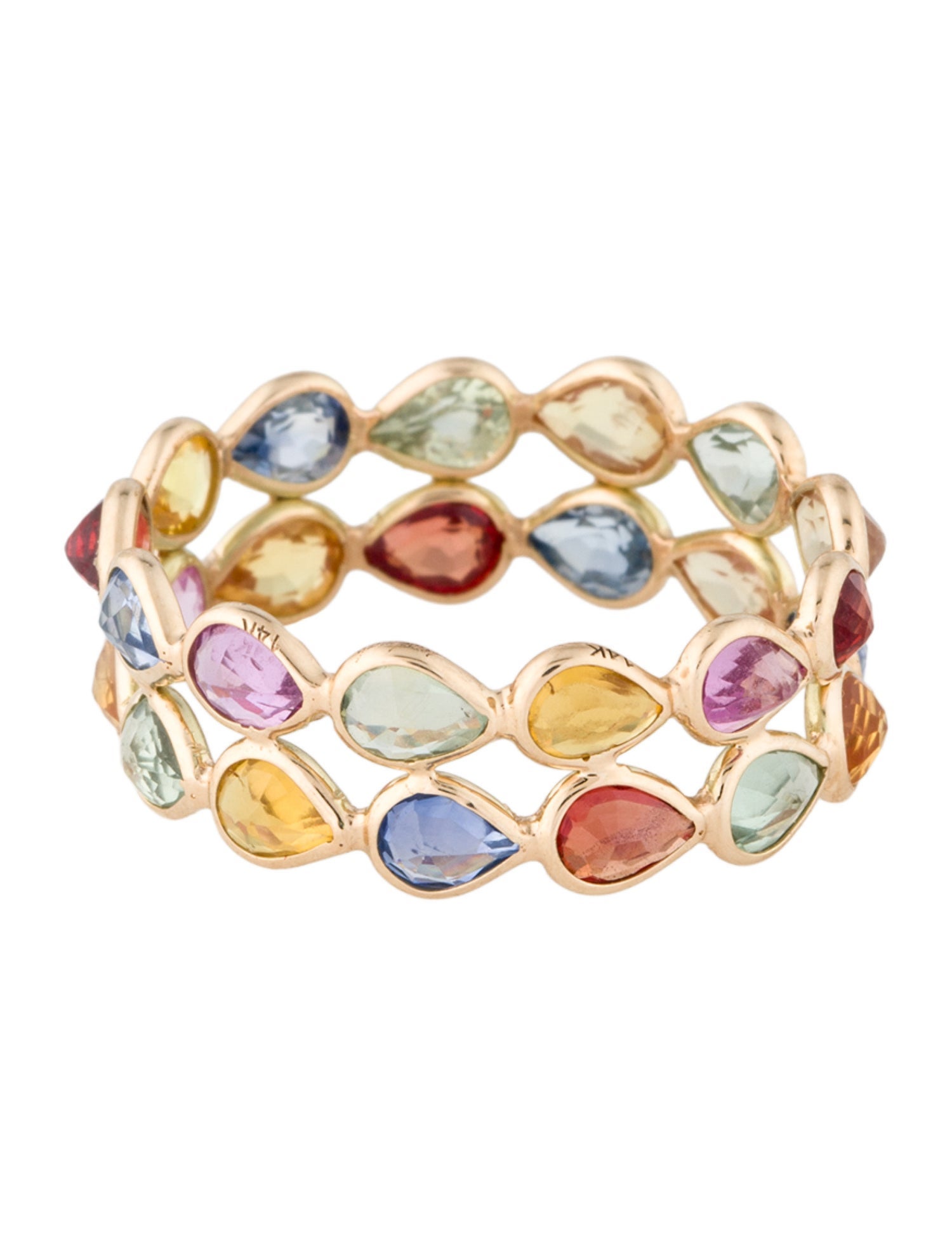 Jewelmak 14K 3.38ctw Sapphire Double Row Eternity band