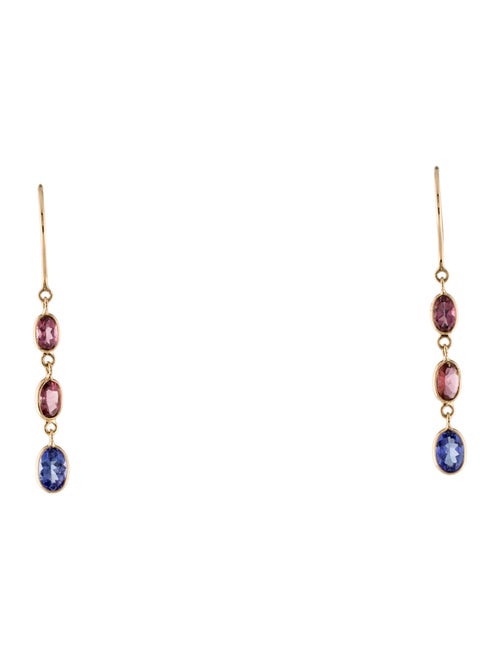 Jewelmak 18K Tourmaline & Tanzanite Drop Earrings
