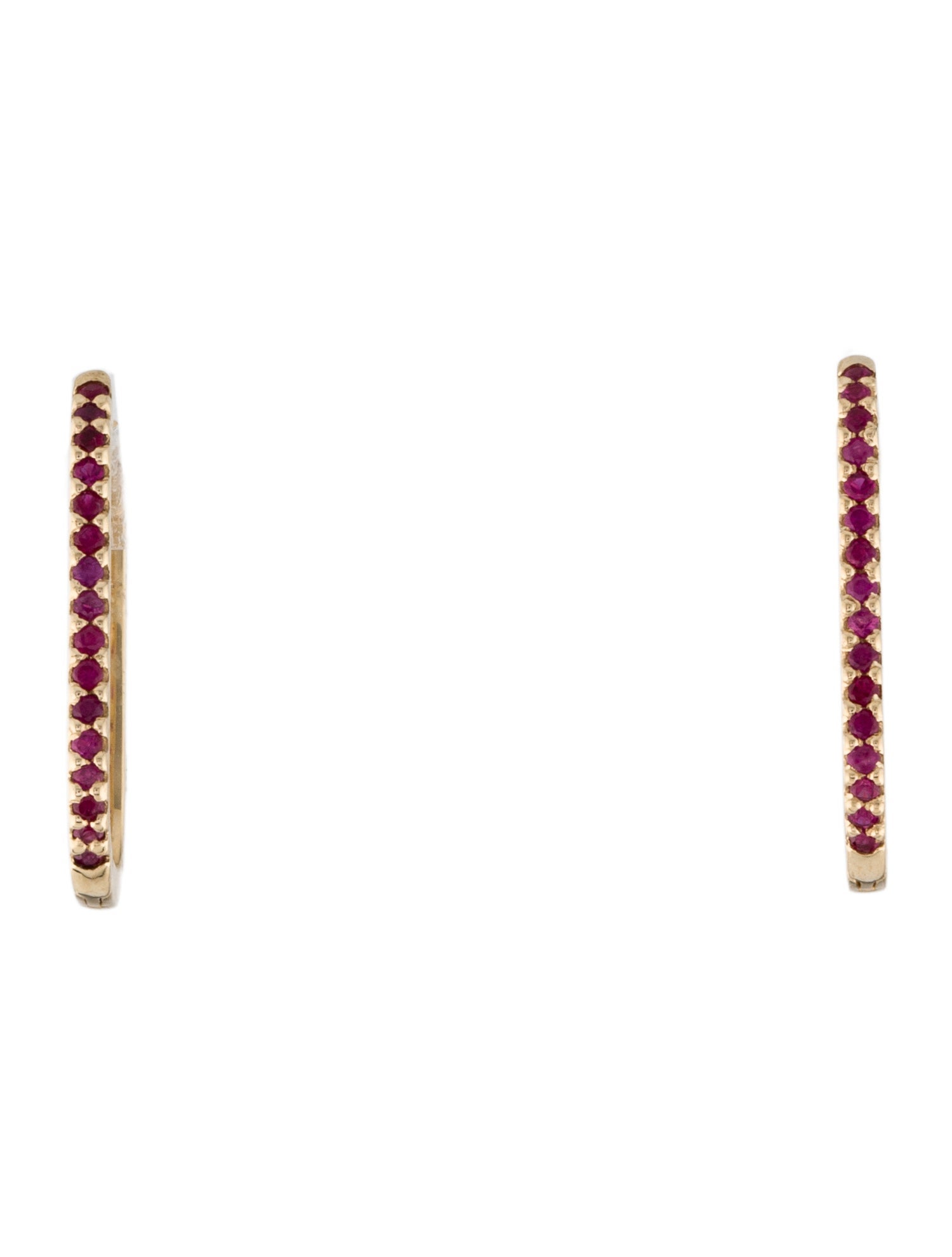 Jewelmak 14K Ruby U-Hoop Earrings