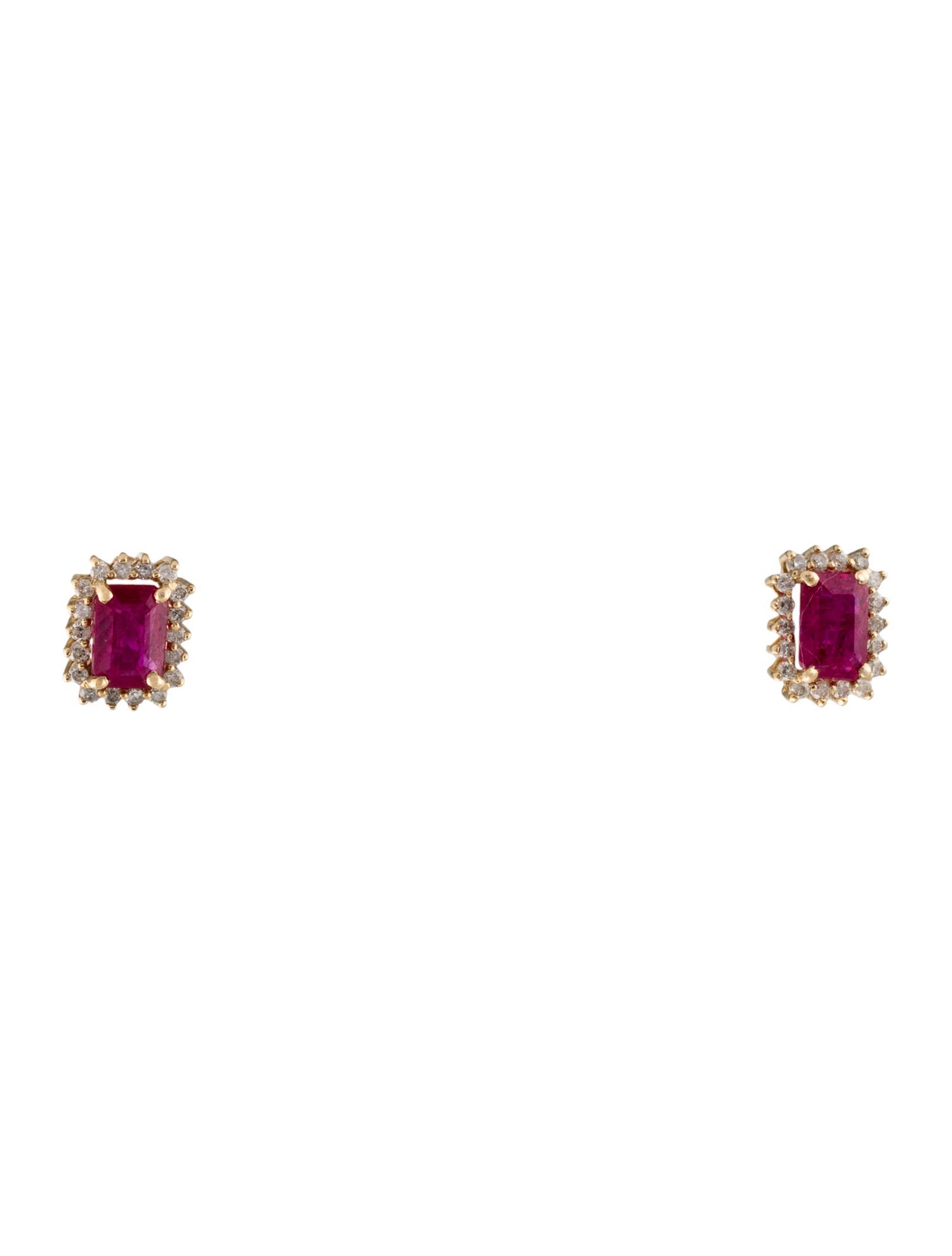 Jewelmak 14K 1.23ctw Ruby & Diamond Stud Earrings