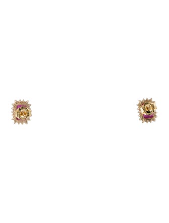 Jewelmak 14K 1.23ctw Ruby & Diamond Stud Earrings