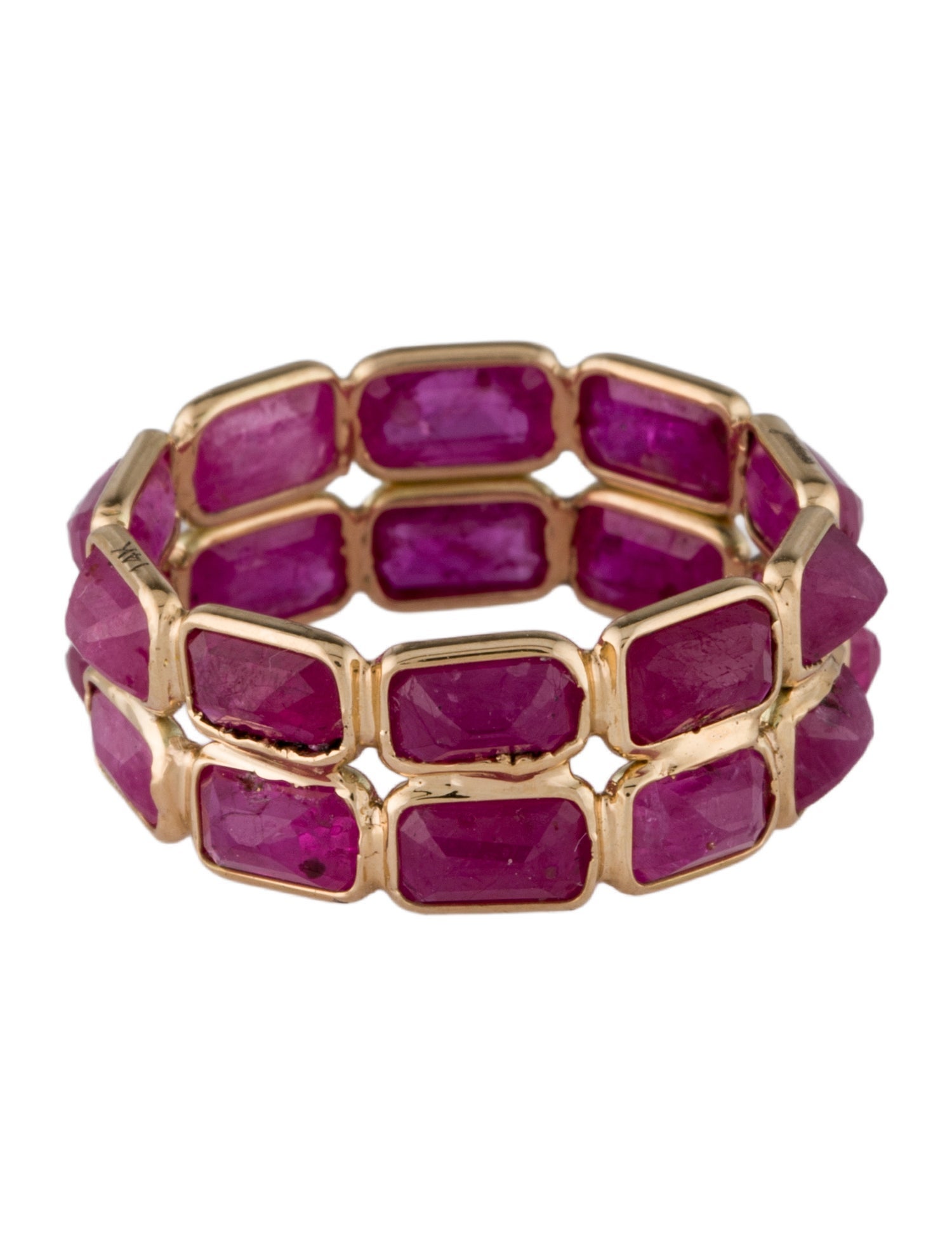 Jewelmak 14K Ruby 4.80ctw Double-Row Eternity Band
