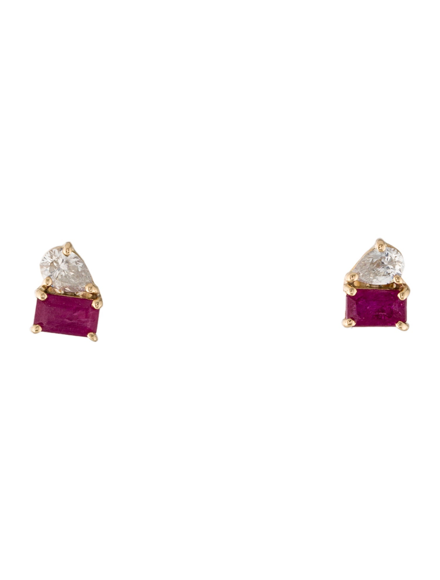 Jewelmak 14K Diamond & Ruby Stud Earrings
