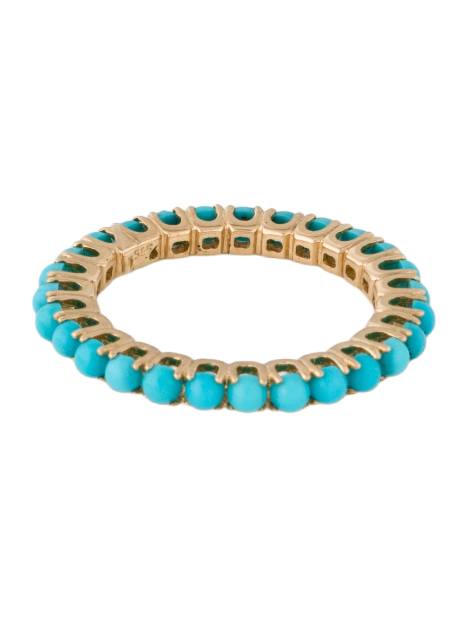 Jewelmak 14K 1.89ctw Turquoise Eternity Band