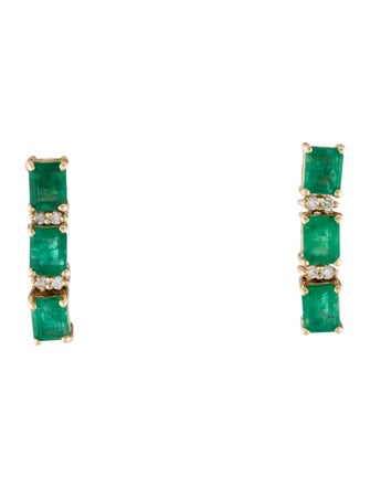 Jewelmak 14K 2.02ctw Emerald Drop Earrings