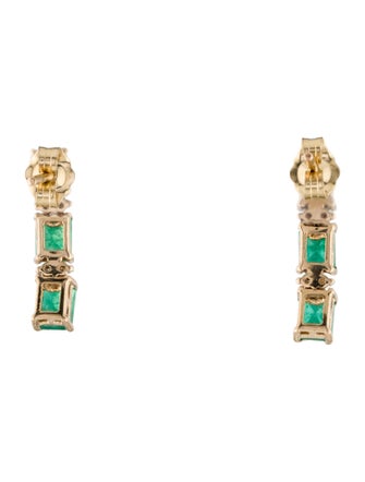 Jewelmak 14K 2.02ctw Emerald Drop Earrings