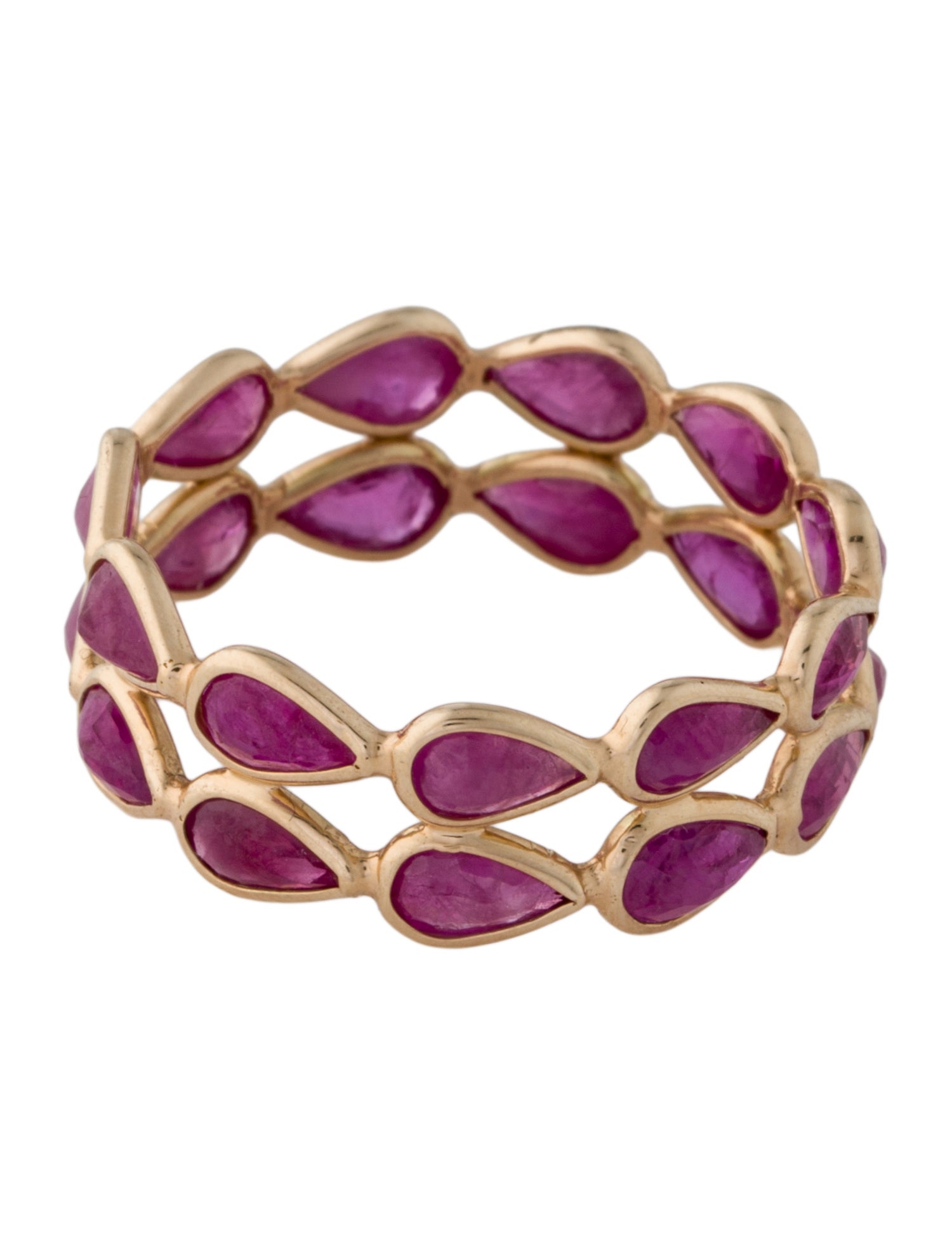Jewelmak 14K 3.74ctw Ruby Double Row Eternity Band