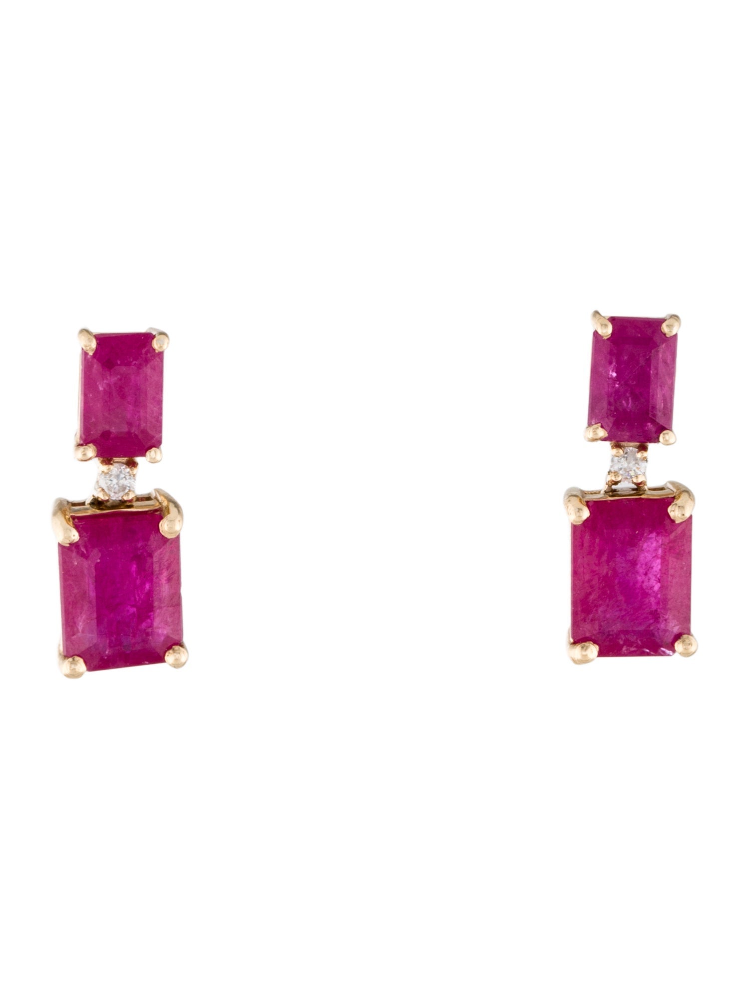 Jewelmak 14K 3.09ctw Ruby & Diamond Drop Earrings