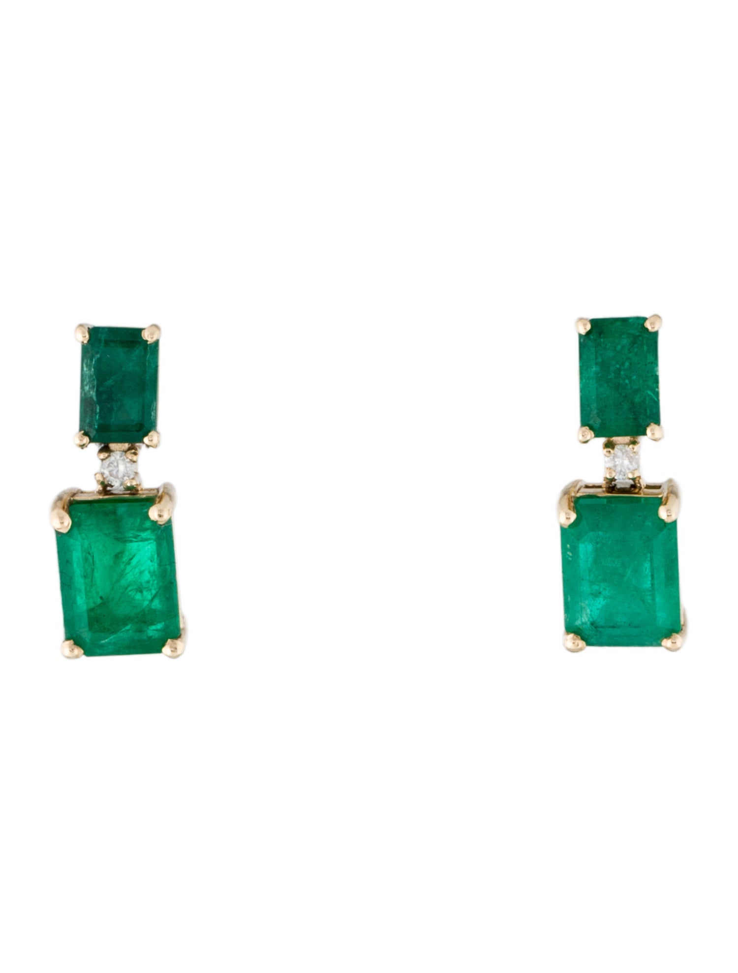 Jewelmak 14K Emerald & Diamond Drop Earrings