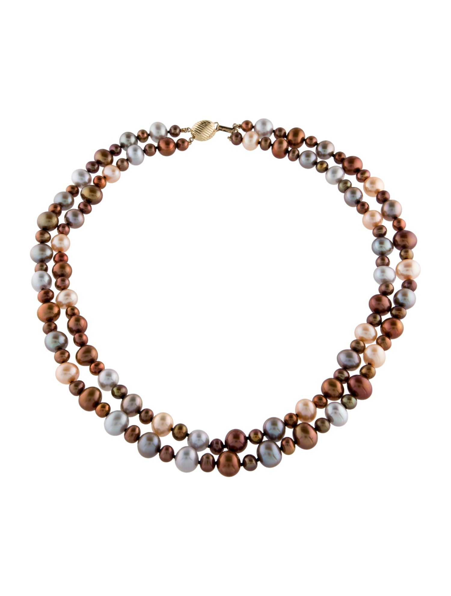 Jewelmak 14K Pearl Double Strand Chain Necklace