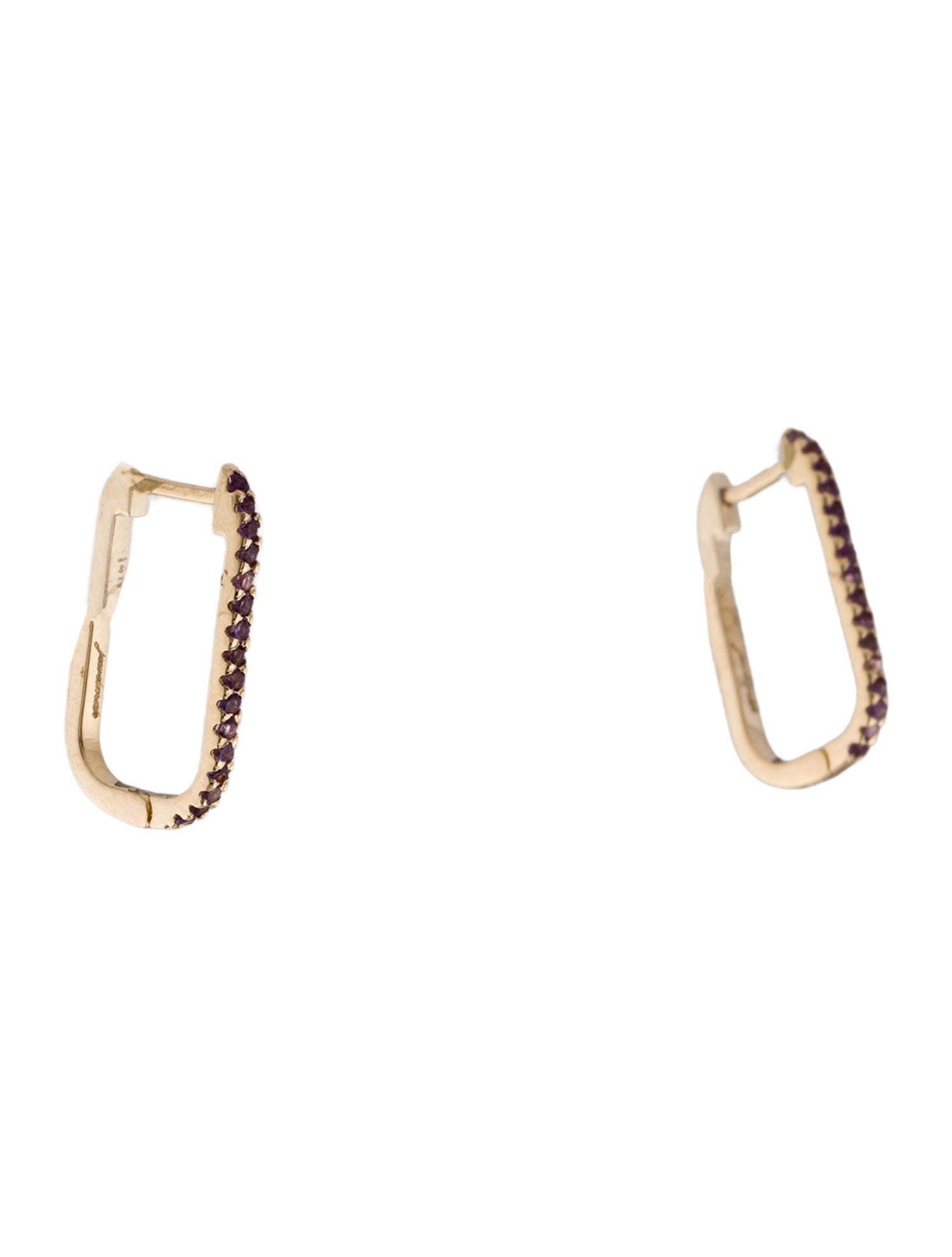 Jewelmak 14K Amethyst U-Hoop Earrings