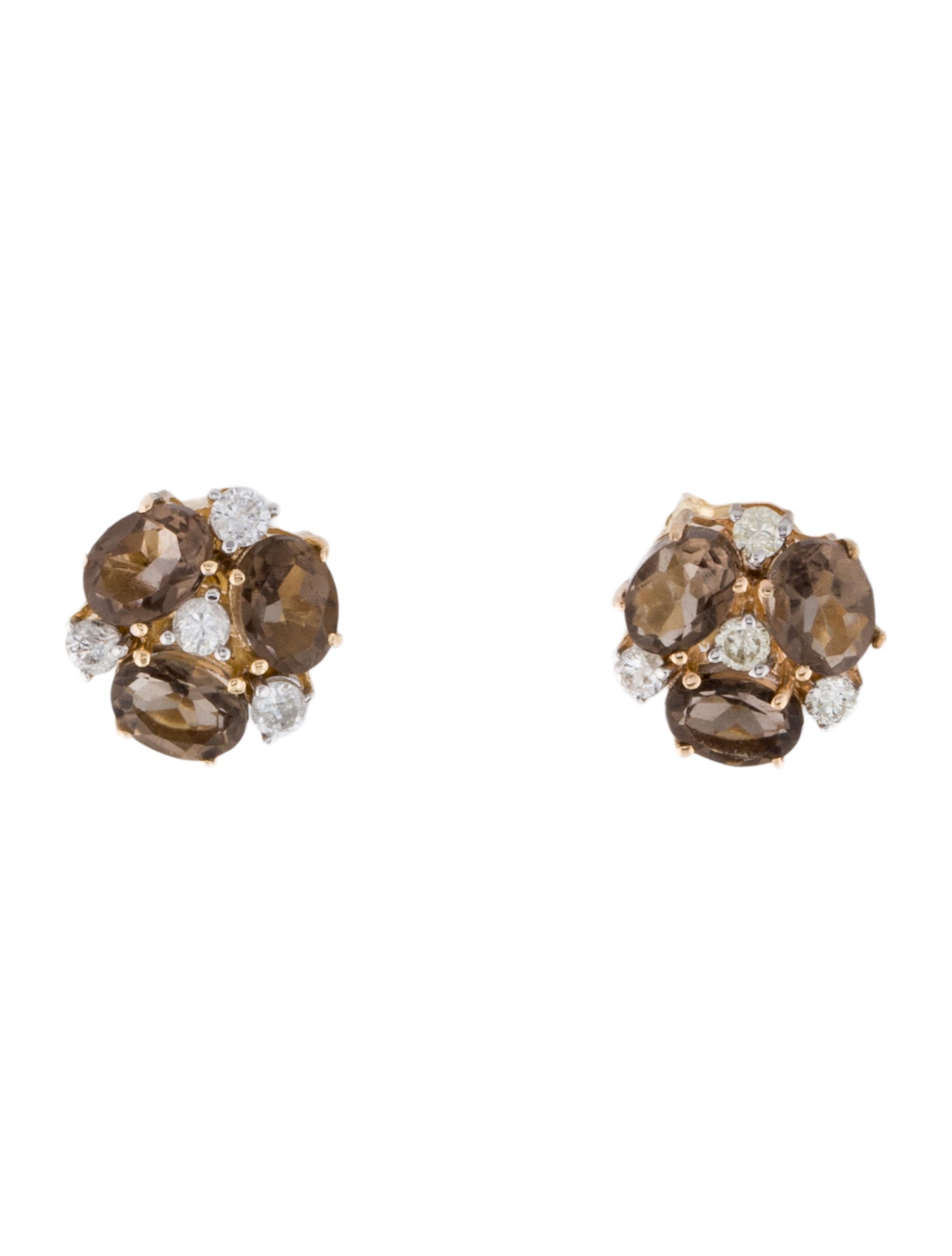 Jewelmak 14K Topaz & Diamond Stud Earrings