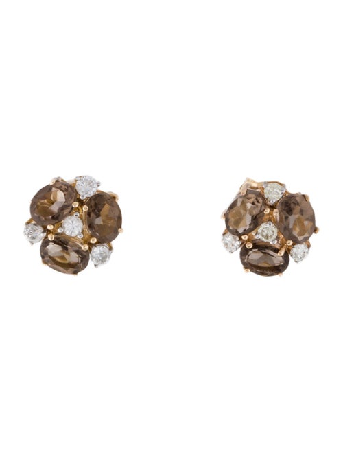 Jewelmak 14K Topaz & Diamond Stud Earrings