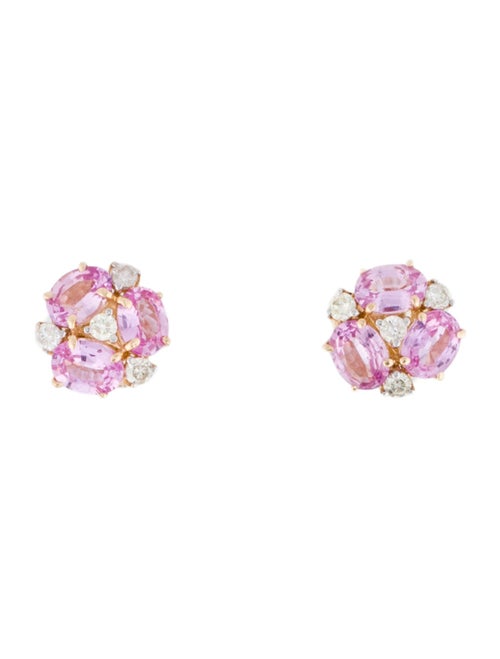 Jewelmak 14K Sapphire & Diamond Stud Earrings