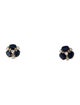 Jewelmak 14K Sapphire & Diamond Flower Cluster Stud Earrings