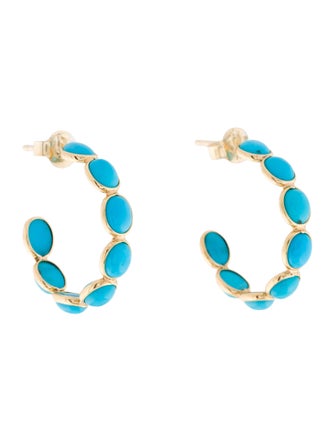 Jewelmak 18K Turquoise Hoop Earrings