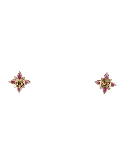Jewelmak 14K Glass-Filled Ruby & Diamond Stud Earrings