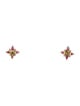 Jewelmak 14K Glass-Filled Ruby & Diamond Stud Earrings