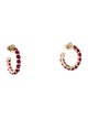 Jewelmak 14K 1.17ctw Glass Filled Ruby Hoop Earrings