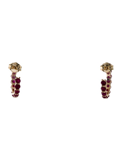 Jewelmak 14K 1.17ctw Glass Filled Ruby Hoop Earrings