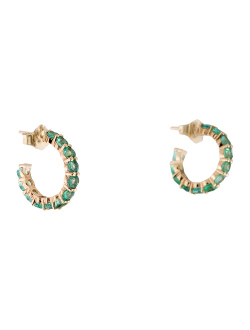 Jewelmak 14K 1.10ctw Emerald Hoop Earrings