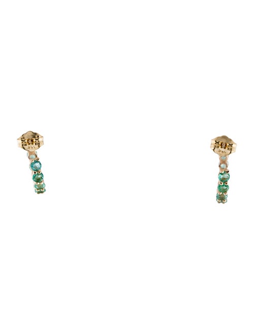 Jewelmak 14K 1.10ctw Emerald Hoop Earrings