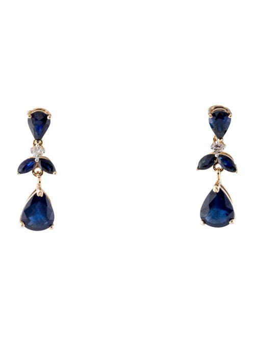 Jewelmak 14K 3.31ctw Sapphire & Diamond Drop Earrings