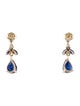 Jewelmak 14K 3.31ctw Sapphire & Diamond Drop Earrings