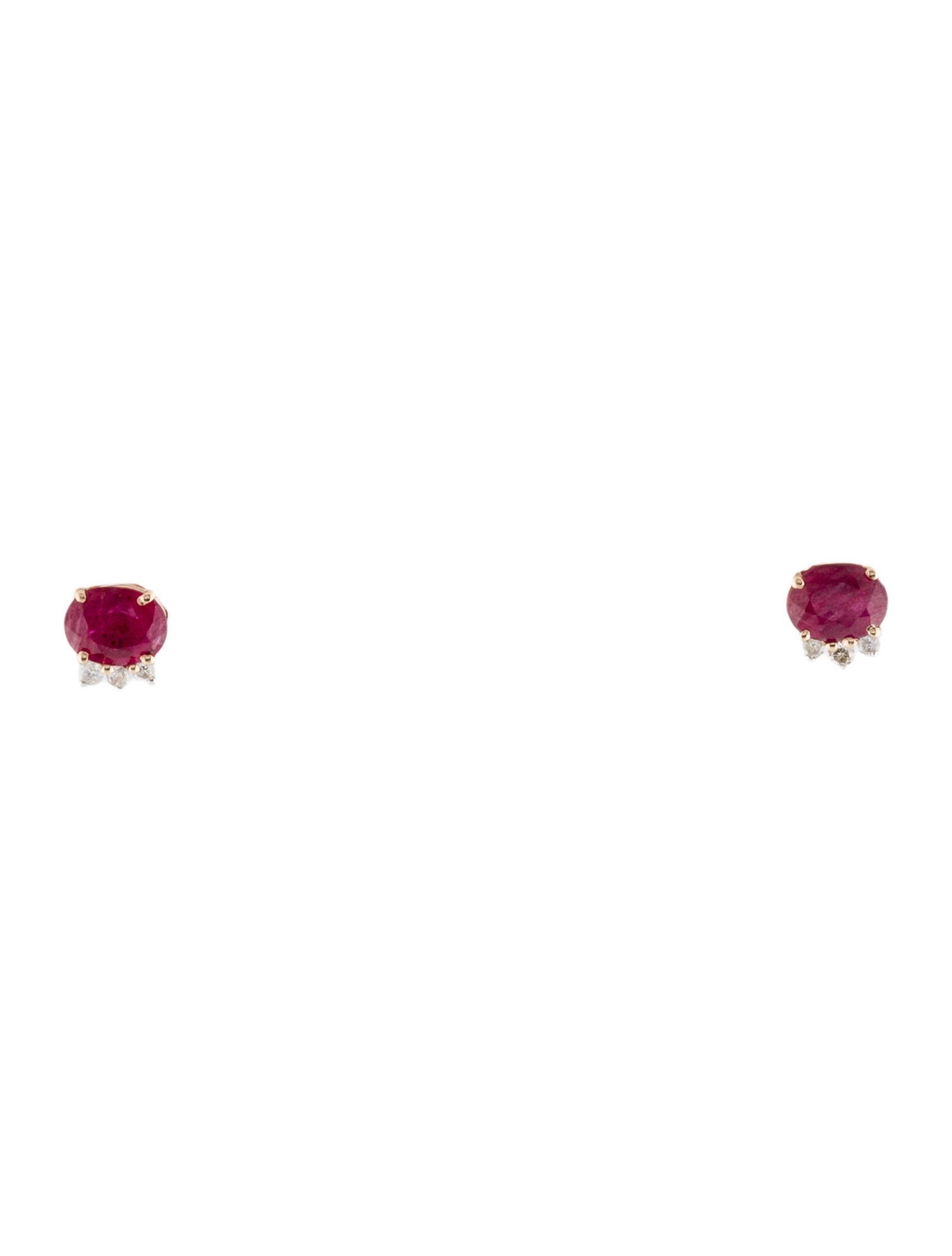 Jewelmak 14K Ruby & Diamond Stud Earrings