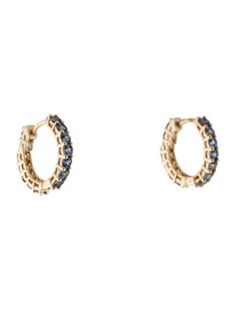 Jewelmak 14K 2.21ctw Sapphire Hoop Earrings