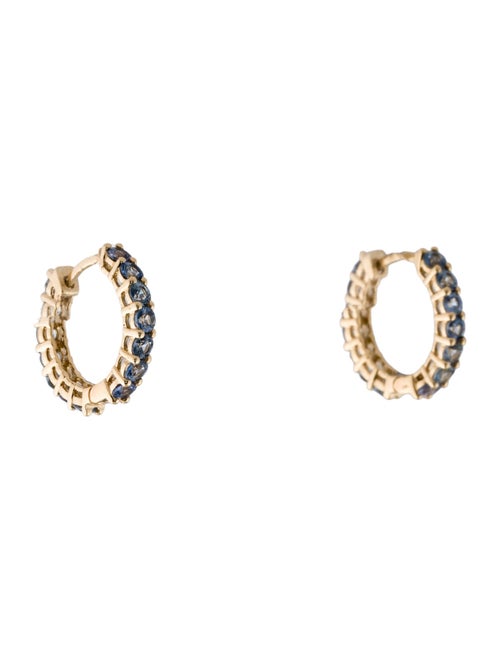 Jewelmak 14K 2.21ctw Sapphire Hoop Earrings