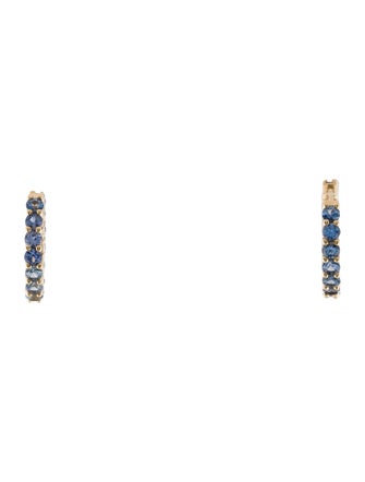 Jewelmak 14K 2.21ctw Sapphire Hoop Earrings