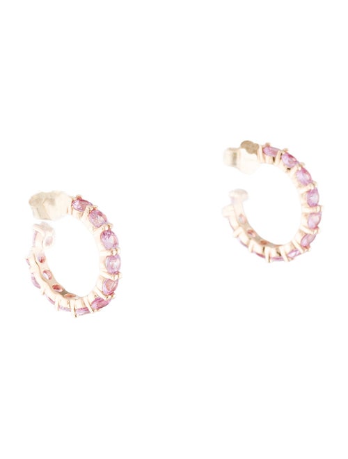 Jewelmak 14K 1.51ctw Sapphire hoop Earrings