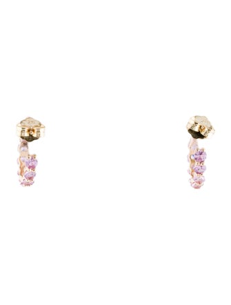 Jewelmak 14K 1.51ctw Sapphire hoop Earrings