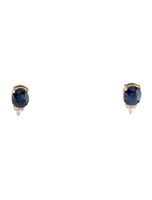 Jewelmak 14K 1.56ctw Sapphire & Diamond Stud Earrings