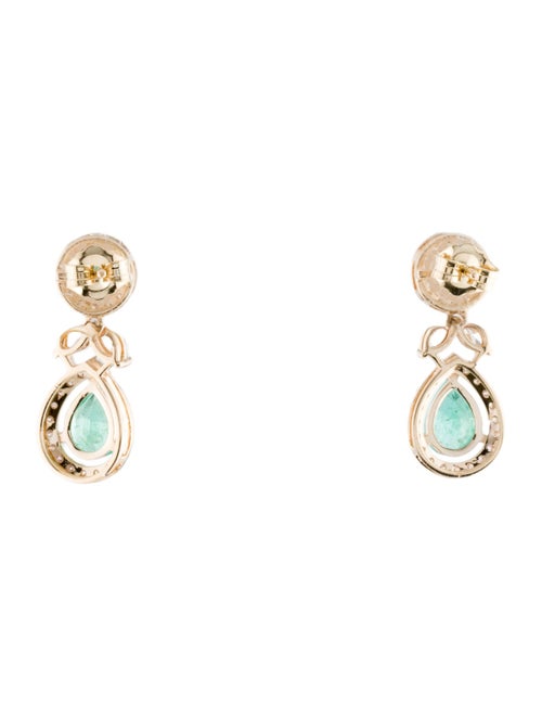 Jewelmak 14K 1.49ctw Emerald & Diamond Drop Earrings