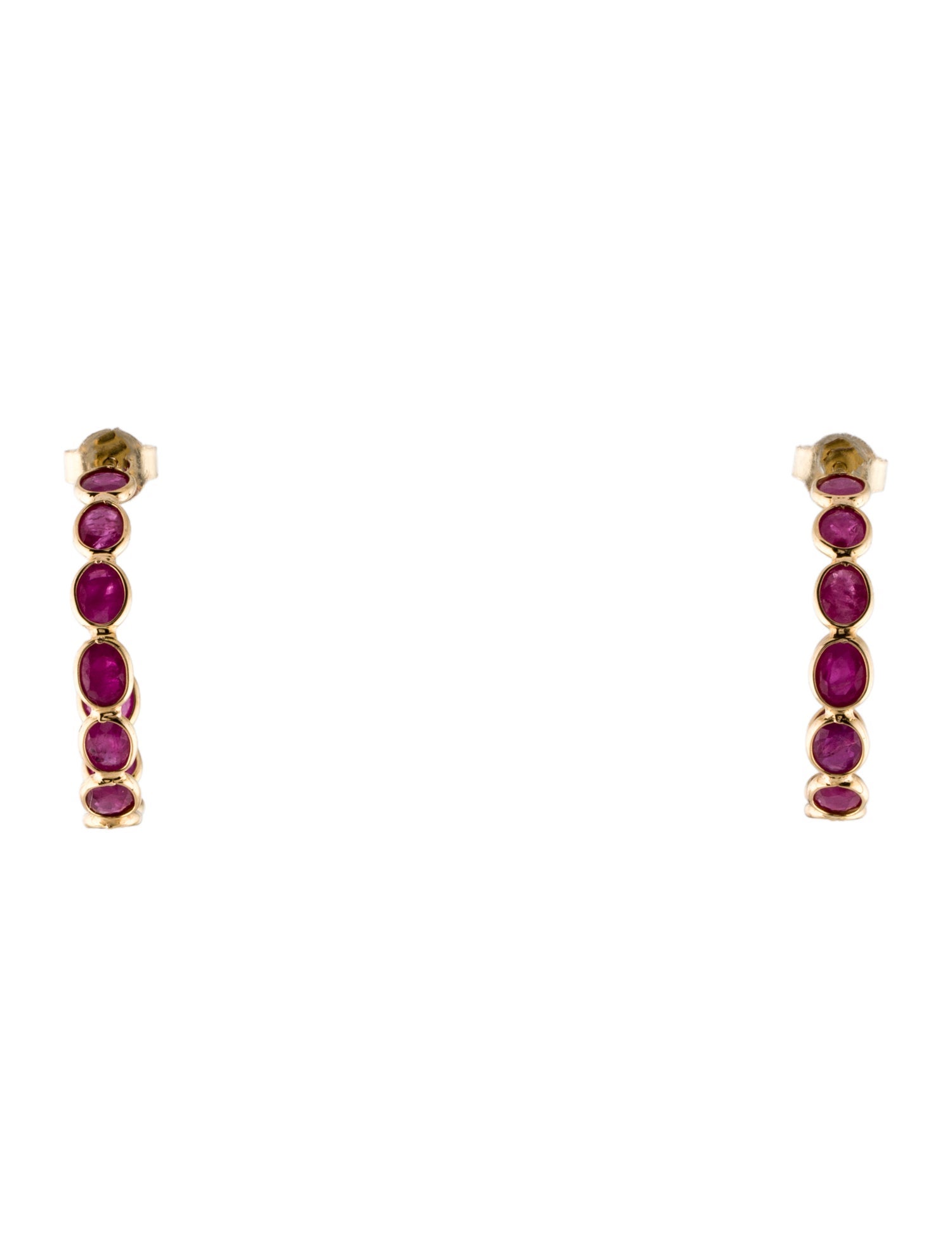 Jewelmak 18K 5.55ctw Glass-Filled Ruby Hoop Earrings