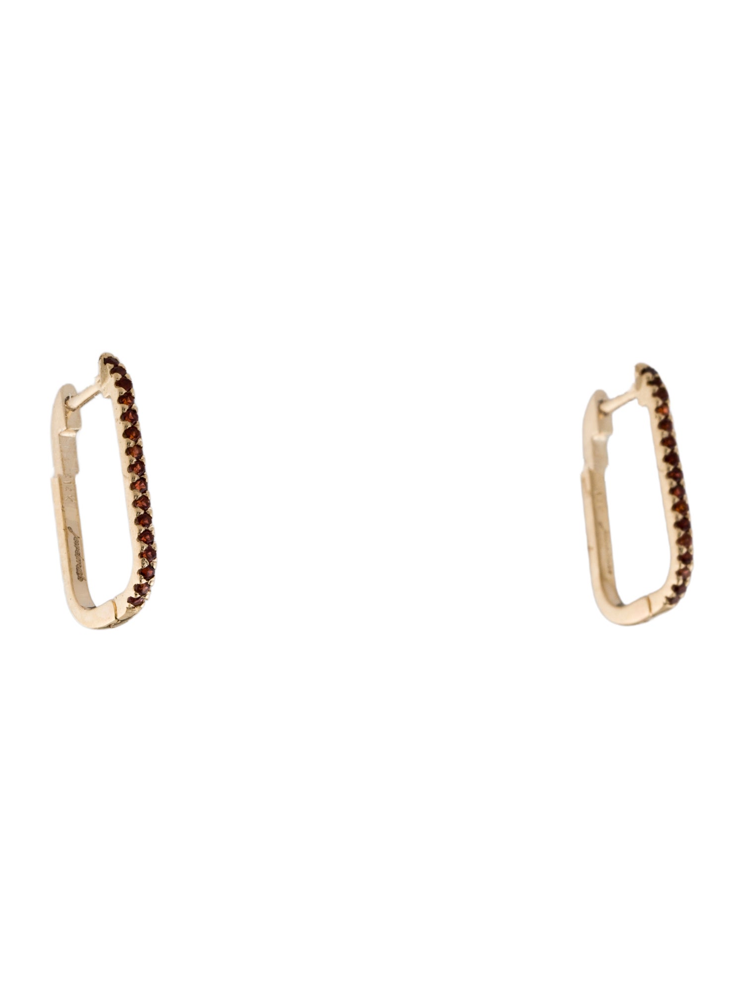 Jewelmak 14K Garnet U-Hoop Earrings