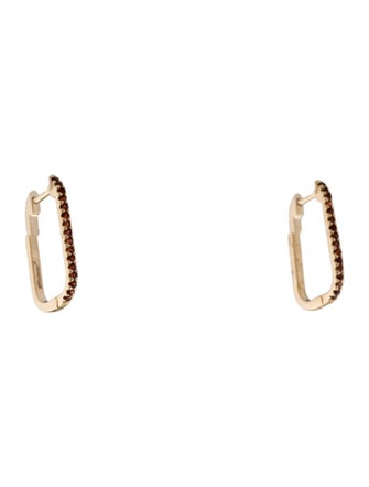 Jewelmak 14K Garnet U-Hoop Earrings