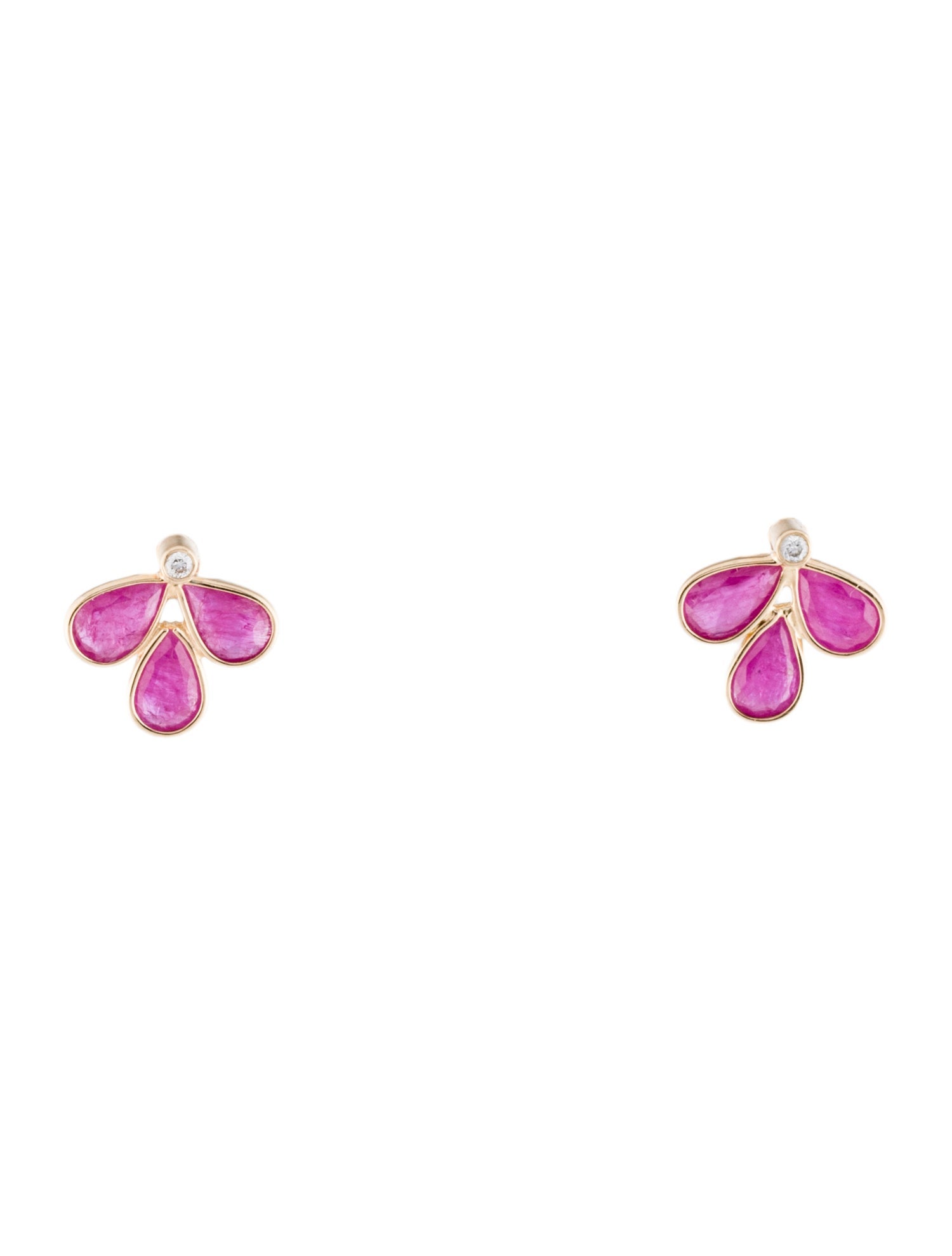 Jewelmak 14K 1.80ctw Ruby & Diamond Stud Earrings