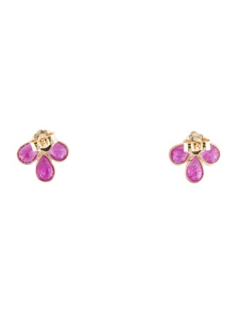 Jewelmak 14K 1.80ctw Ruby & Diamond Stud Earrings