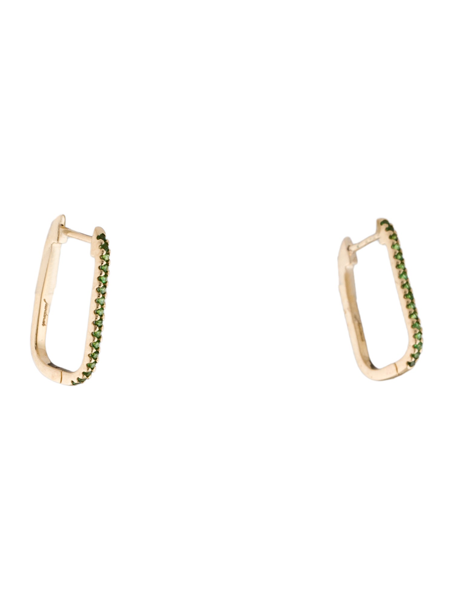 Jewelmak 14K Tsavorite U-Hoop Earrings