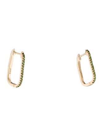 Jewelmak 14K Tsavorite U-Hoop Earrings